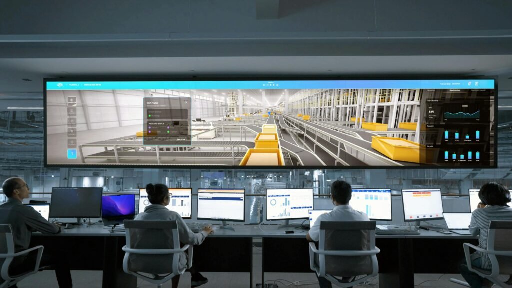 LCD vs dvLED: por que o LED direto se tornou o padrão em projetos modernos 2 Modern control room with people monitoring large digital displays and computer systems.